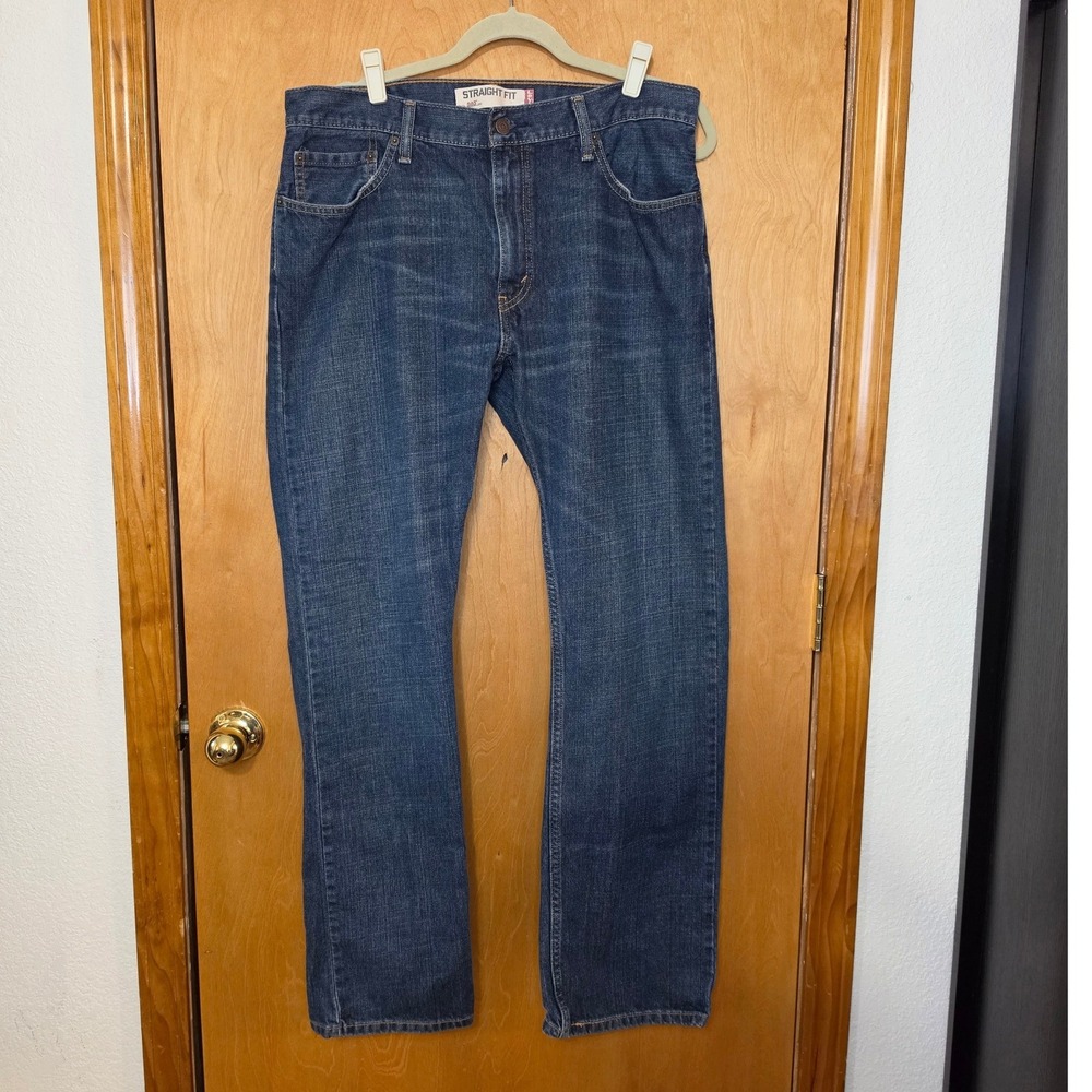 Levis 505 Straight Fit Jeans Mens 34x32 Dark Wash Blue Denim 100% Cotton